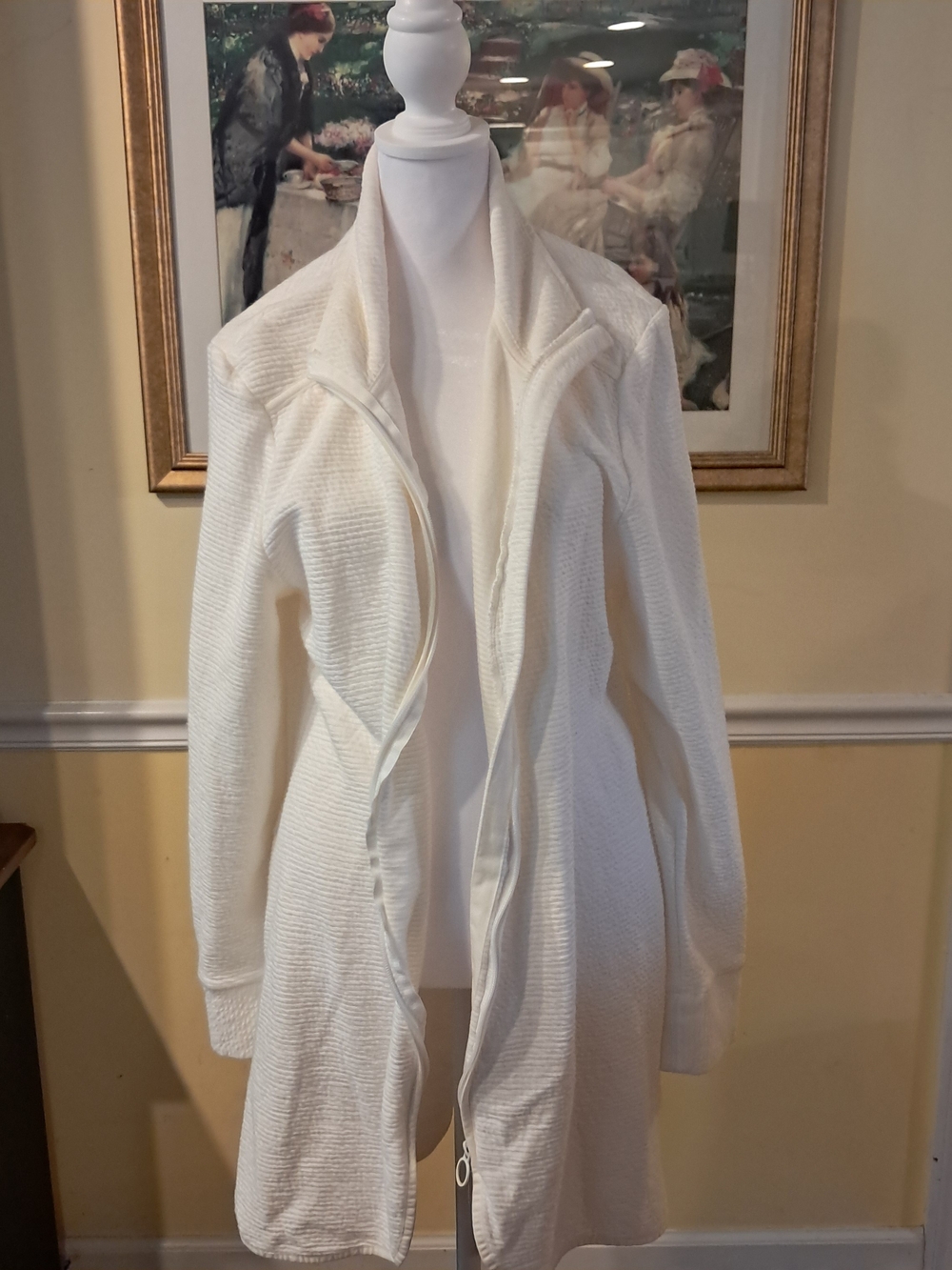 Athletic Works Beige Women's Long Knit Zip-Front Sweater Cardigan Size XL